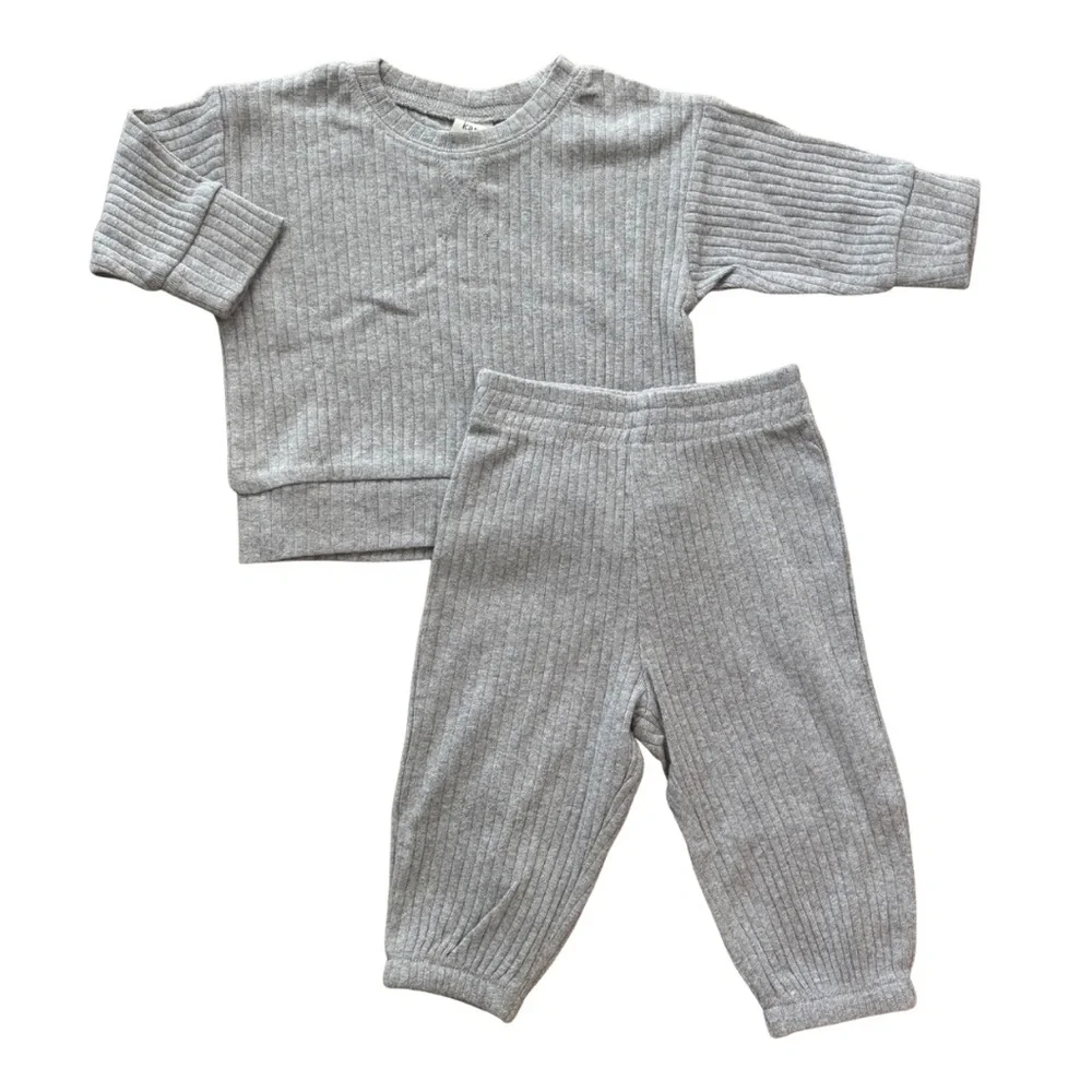 Kate Quinn Organic Cotton Crew Neck Lounge Set Gray 3-6M‎